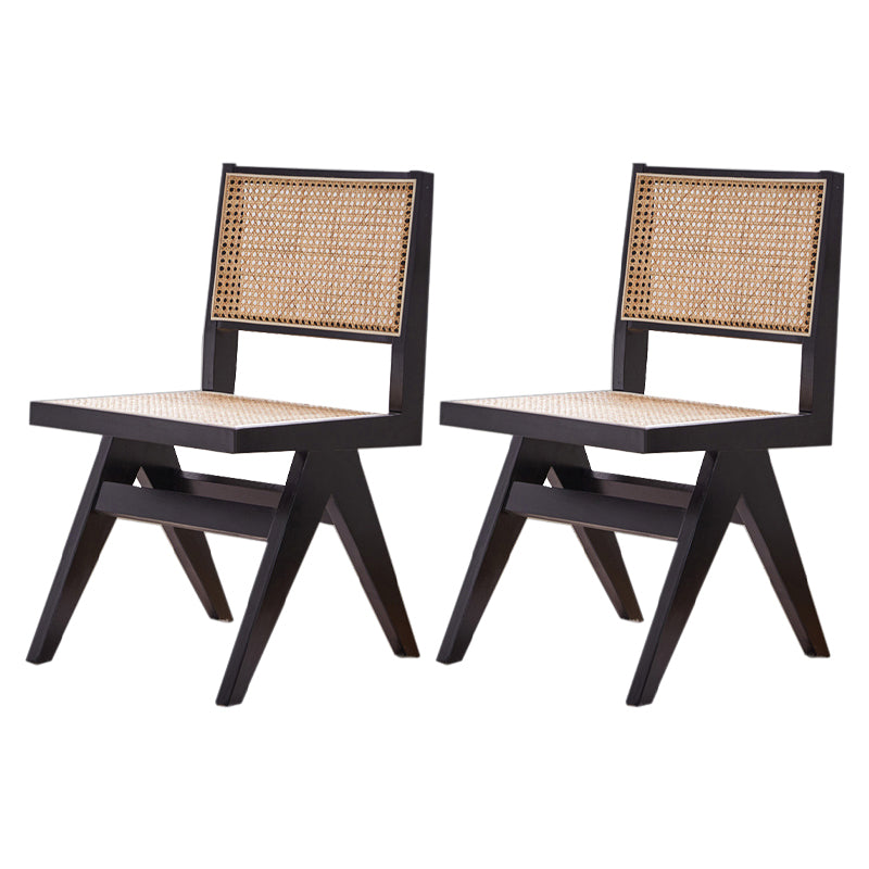Ensembles de chaises latérales à dossier ouvert de chaises de salle à manger de cuisine en bois d'hévéa massif