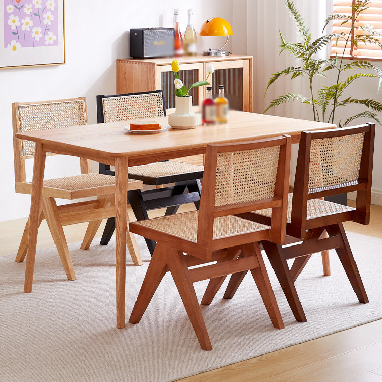 Solid Rubberwood Kitchen Dining Room Chairs Open Back Side Chairs Sets