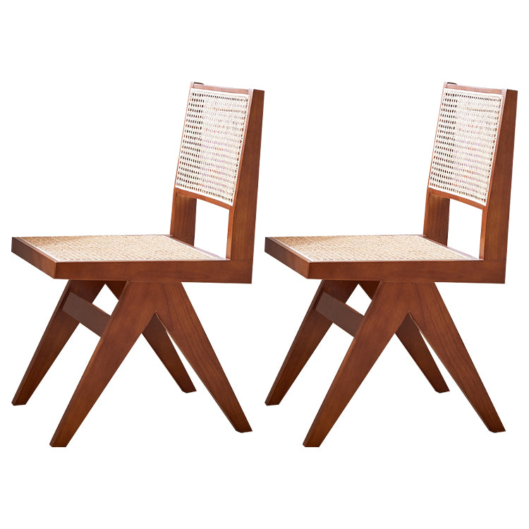 Ensembles de chaises latérales à dossier ouvert de chaises de salle à manger de cuisine en bois d'hévéa massif