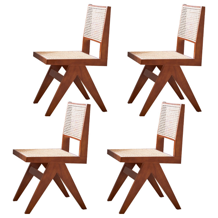 Solid Rubberwood Kitchen Dining Room Chairs Open Back Side Chairs Sets