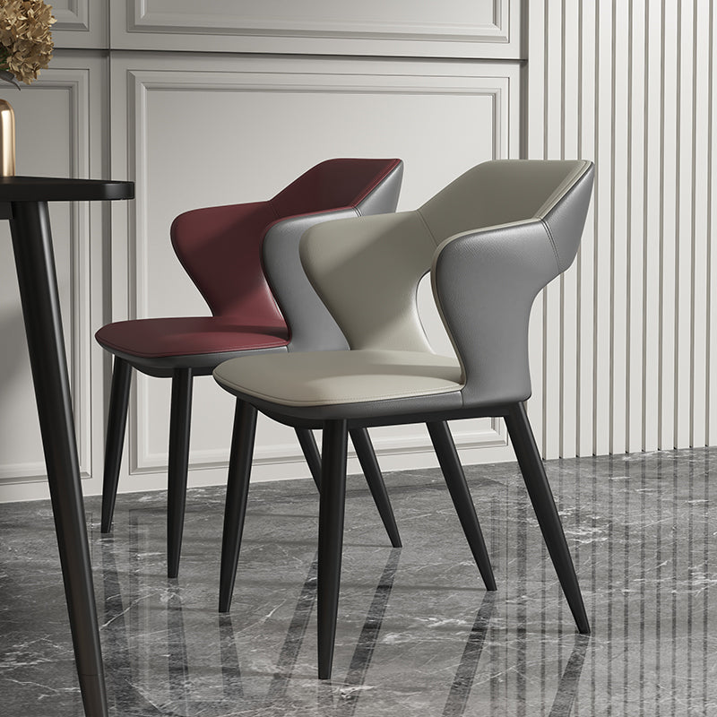 Industrial Style Faux Leather Side Chair with 4 Metal Legs Open Back Dining Side Chair