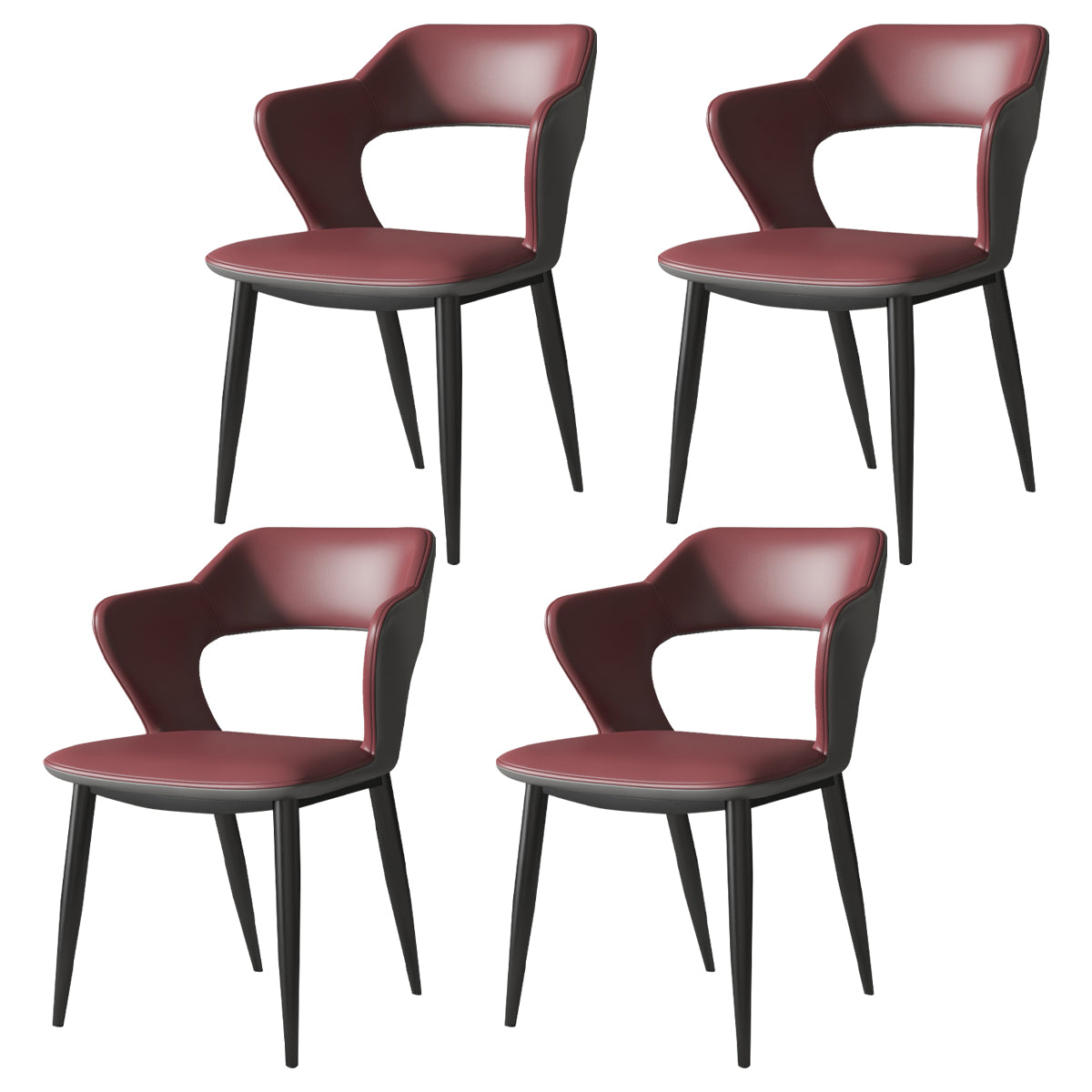 Chaise d'appoint en similicuir de style industriel avec 4 pieds en métal, chaise d'appoint à dossier ouvert