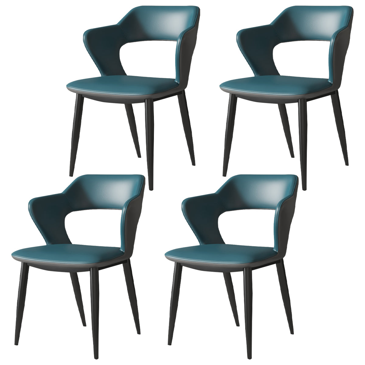 Chaise d'appoint en similicuir de style industriel avec 4 pieds en métal, chaise d'appoint à dossier ouvert