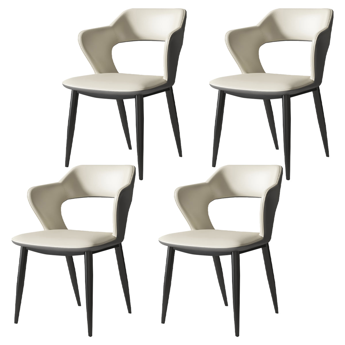 Chaise d'appoint en similicuir de style industriel avec 4 pieds en métal, chaise d'appoint à dossier ouvert