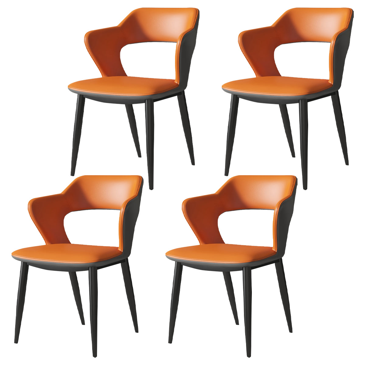 Chaise d'appoint en similicuir de style industriel avec 4 pieds en métal, chaise d'appoint à dossier ouvert