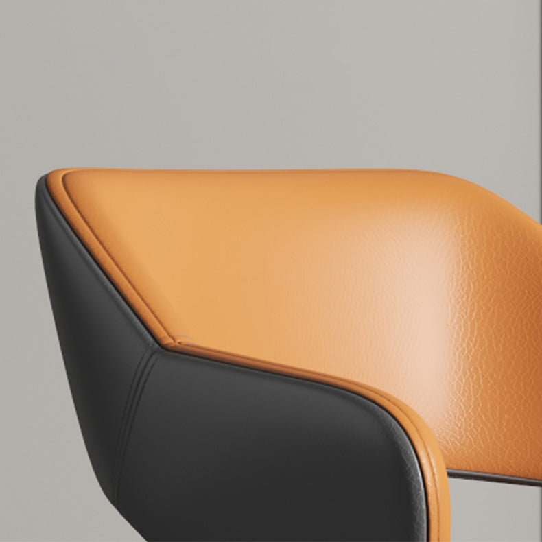 Industrial Style Faux Leather Side Chair with 4 Metal Legs Open Back Dining Side Chair