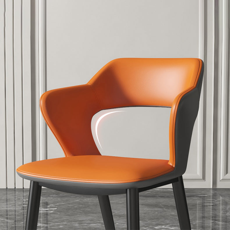 Industrial Style Faux Leather Side Chair with 4 Metal Legs Open Back Dining Side Chair