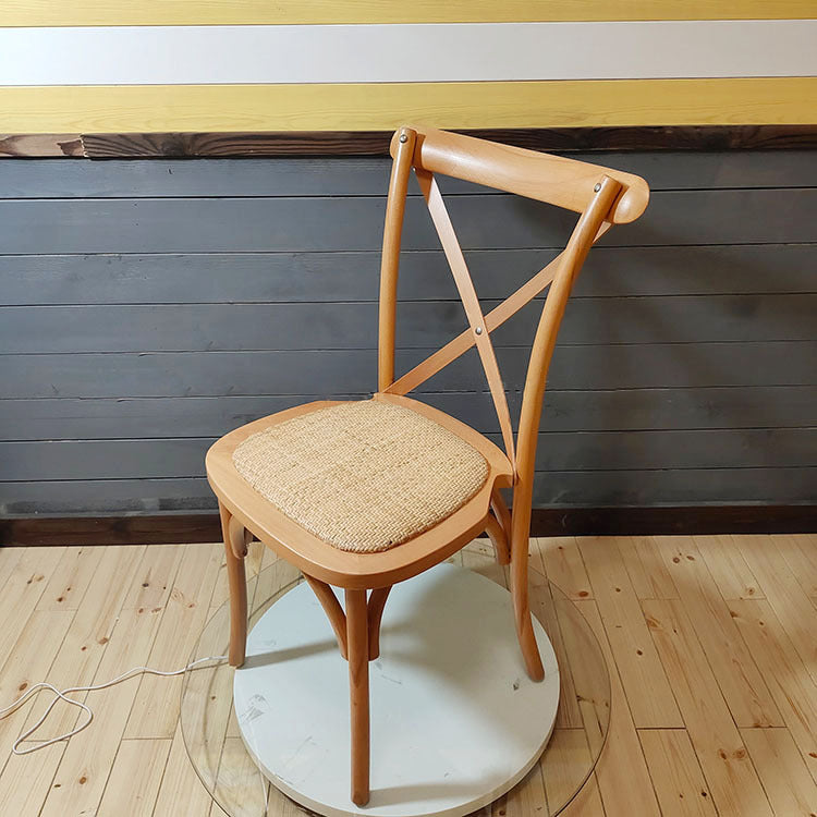 Wooden Contemporary Indoor Dining Side Chair Stackable Cross Back Chair