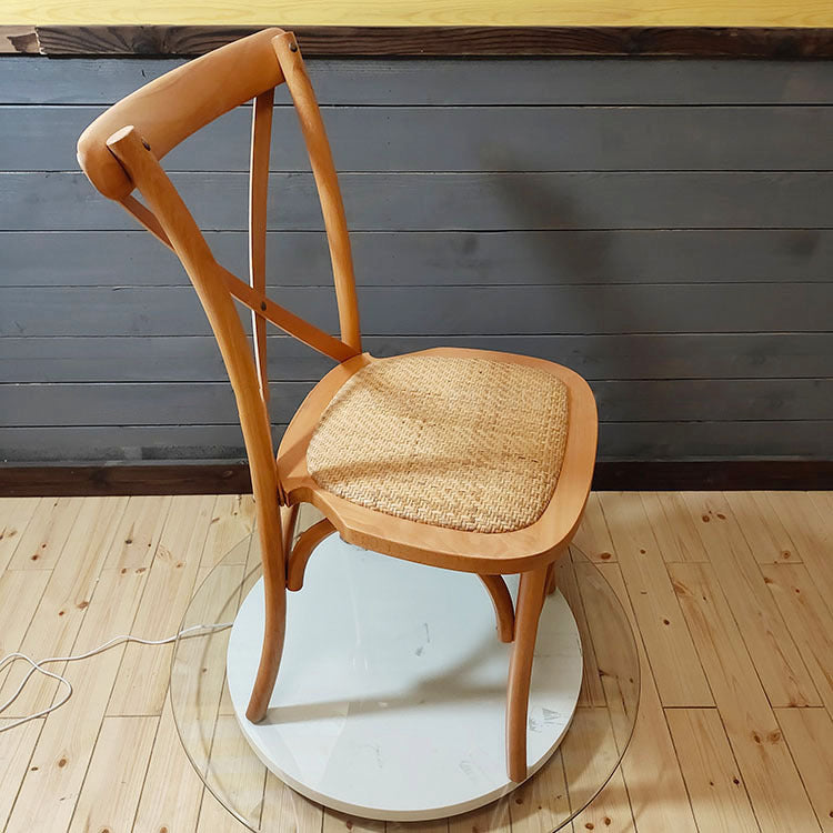 Wooden Contemporary Indoor Dining Side Chair Stackable Cross Back Chair