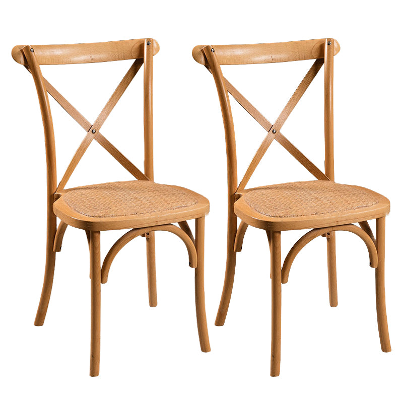 Wooden Contemporary Indoor Dining Side Chair Stackable Cross Back Chair