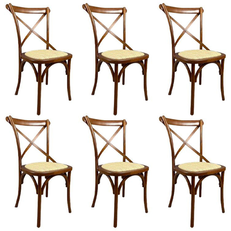 Wooden Contemporary Indoor Dining Side Chair Stackable Cross Back Chair