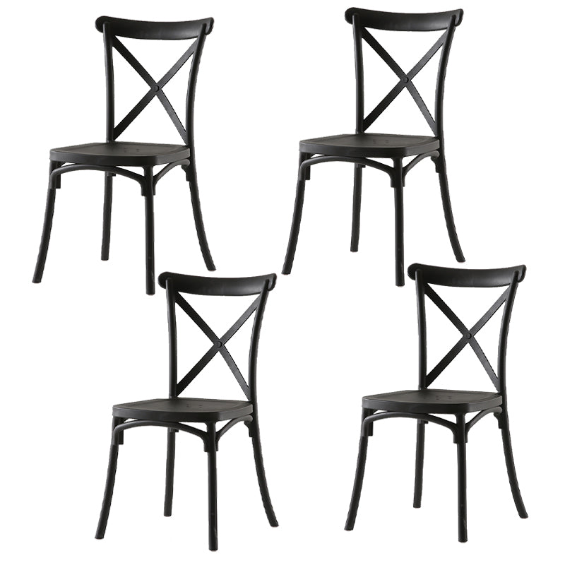 Chaise de salle à manger en plastique de style moderne, chaise latérale à dossier croisé de 17 pouces de large pour la cuisine