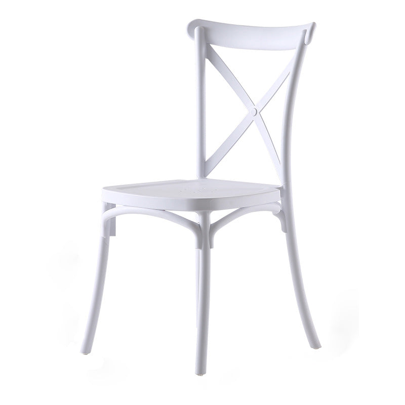 Chaise de salle à manger en plastique de style moderne, chaise latérale à dossier croisé de 17 pouces de large pour la cuisine
