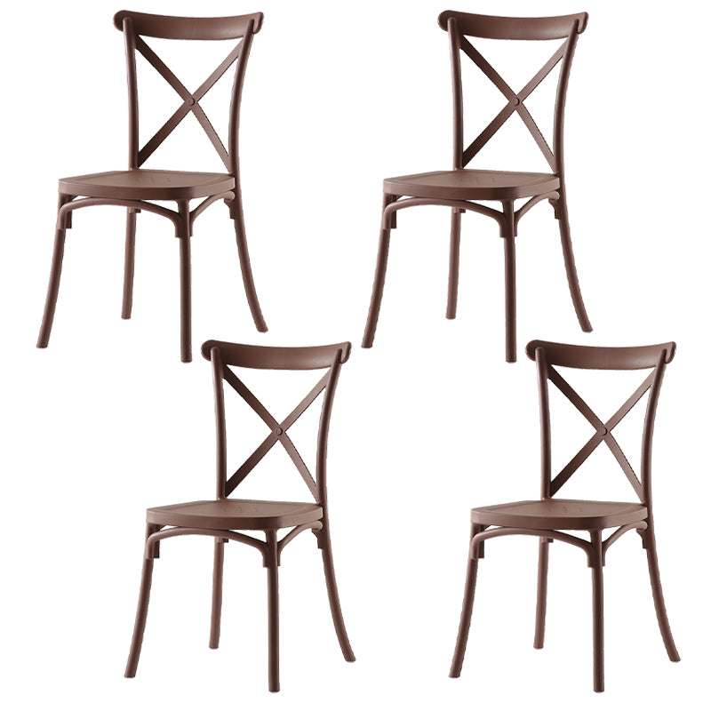 Chaise de salle à manger en plastique de style moderne, chaise latérale à dossier croisé de 17 pouces de large pour la cuisine