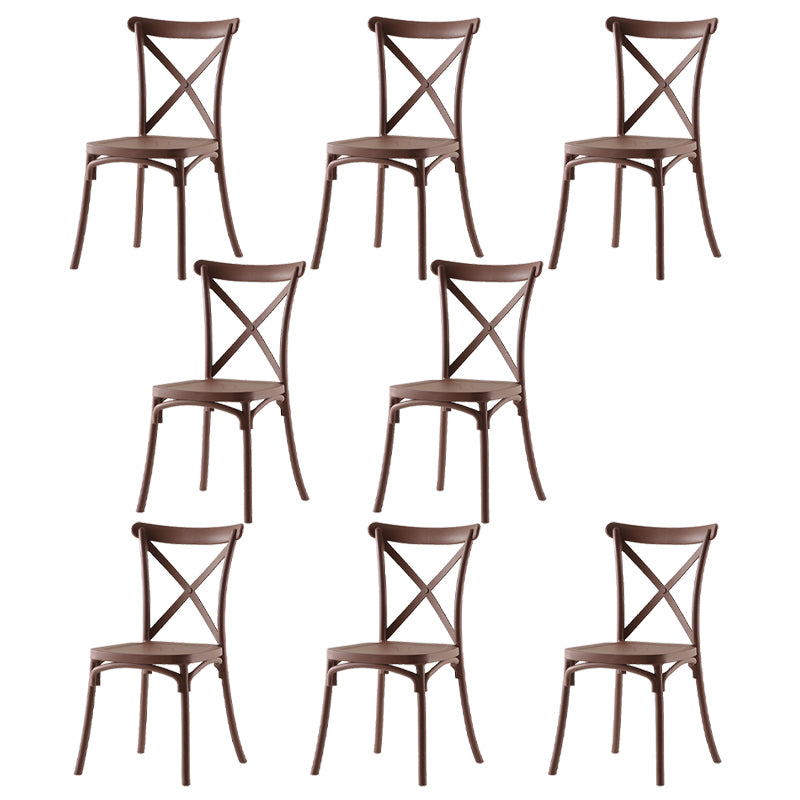 Chaise de salle à manger en plastique de style moderne, chaise latérale à dossier croisé de 17 pouces de large pour la cuisine