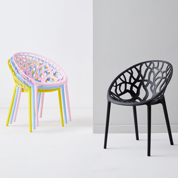 Scandinavian Plastic Dining Chair Cross Back Side Chair with 4 Legs for Home Use