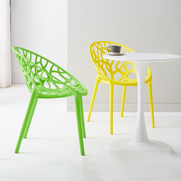 Scandinavian Plastic Dining Chair Cross Back Side Chair with 4 Legs for Home Use