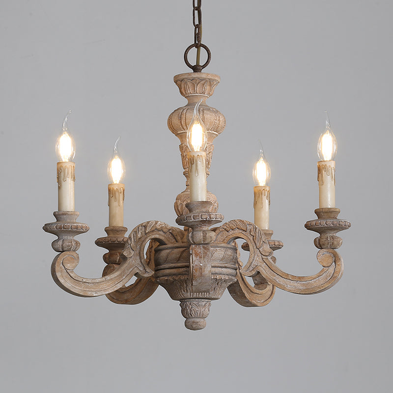 Massivholzkandelabra Kronleuchter Vintage Country Style Parlour Anhänger Licht