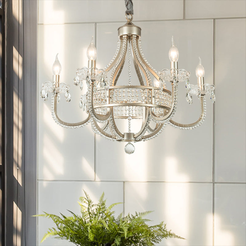 Silver Globe-Like Chandelier Luxury Modern Crystal Hanging Light for Dining Room