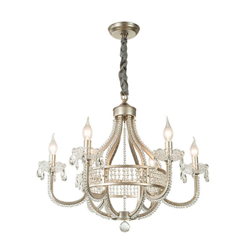 Silver Globe-Like Chandelier Luxury Modern Crystal Hanging Light for Dining Room