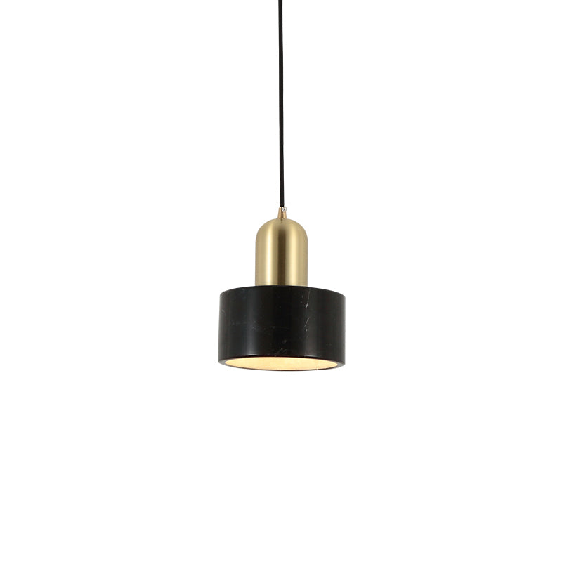 Drum Hanging Light Fixture Modern 1-Light Suspension Lamp with Stone Shade for Restaurant