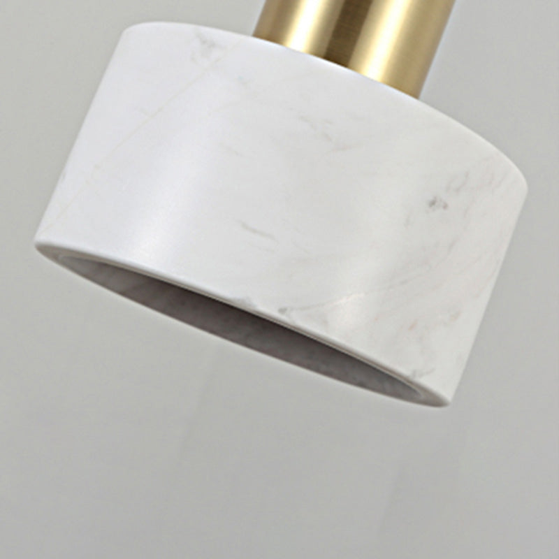 Drum Hanging Light Fixture Modern 1-Light Suspension Lamp with Stone Shade for Restaurant