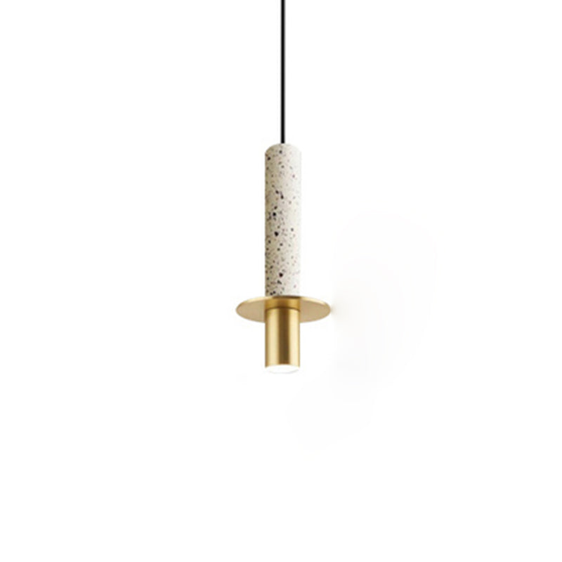 LED Marble Terrazzo Hanging Light Fixture Nordic Modern Style Living Room Long Downlight