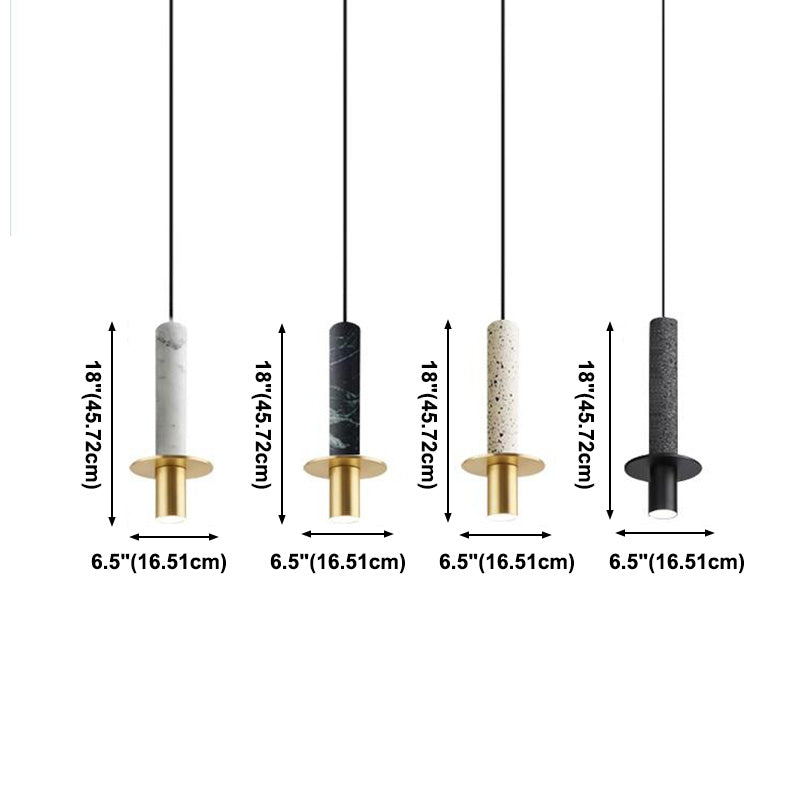 LED Marble Terrazzo Hanging Light Fixture Nordic Modern Style Living Room Long Downlight