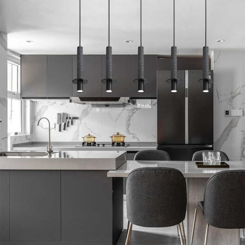 LED Marble Terrazzo Hanging Light Fixture Nordic Modern Style Living Room Long Downlight