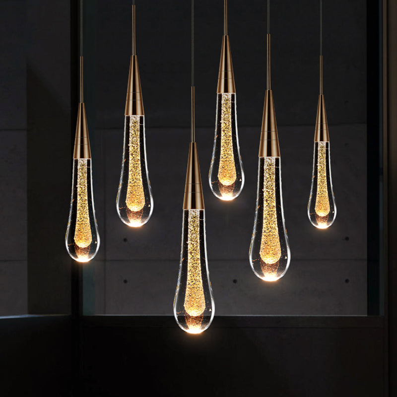 Tear Shape Crystal Hanging Light Fixture LED Simple Luxury Style Indoor Chandelier Pendant Light
