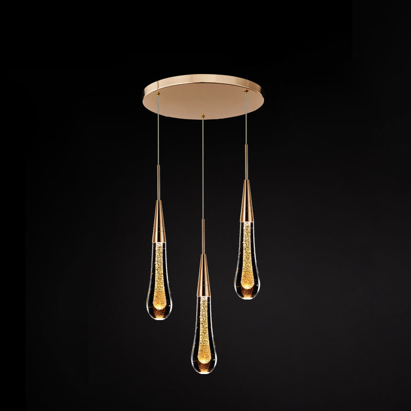 Tear Shape Crystal Hanging Light Fixture LED Simple Luxury Style Indoor Chandelier Pendant Light