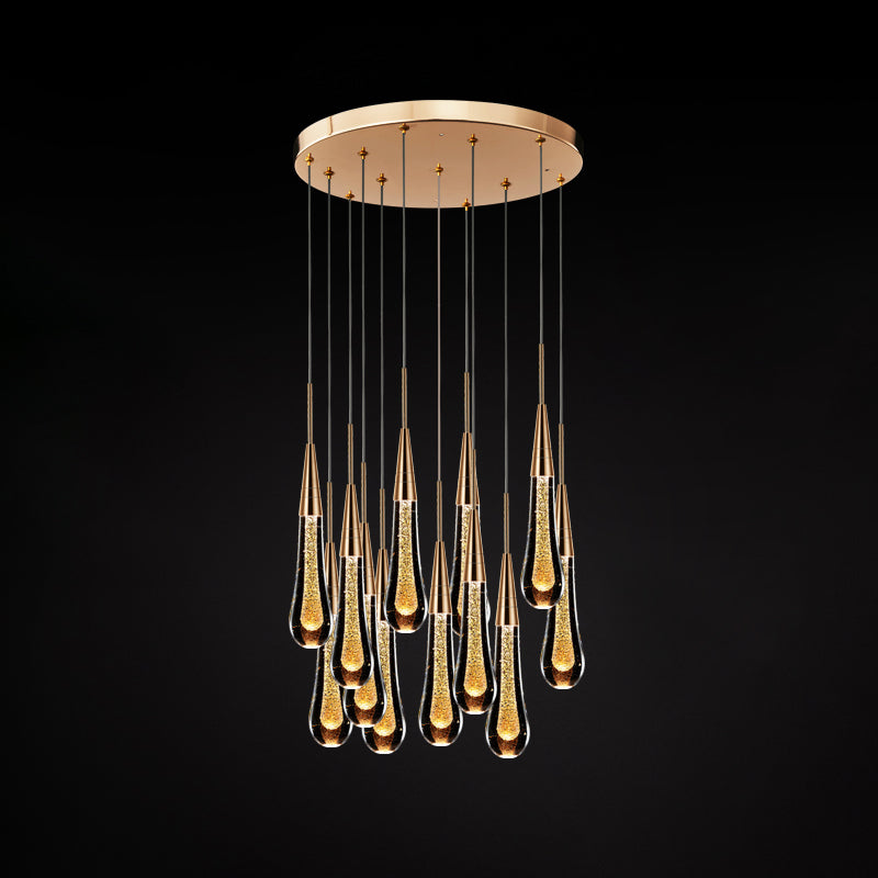 Tear Shape Crystal Hanging Light Fixture LED Simple Luxury Style Indoor Chandelier Pendant Light