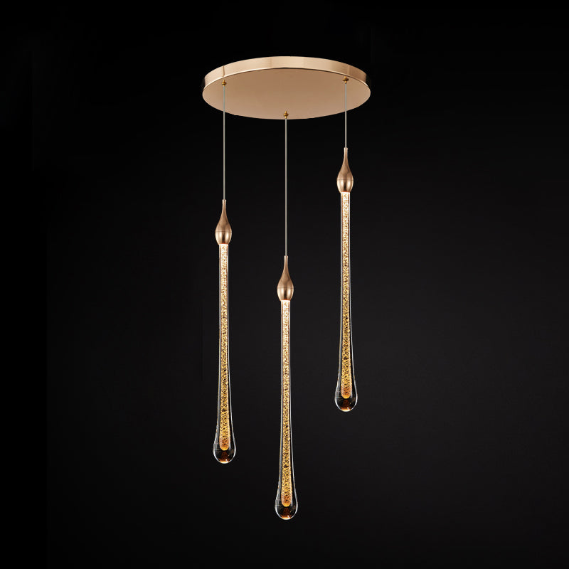 Tear Shape Crystal Hanging Light Fixture LED Simple Luxury Style Indoor Chandelier Pendant Light