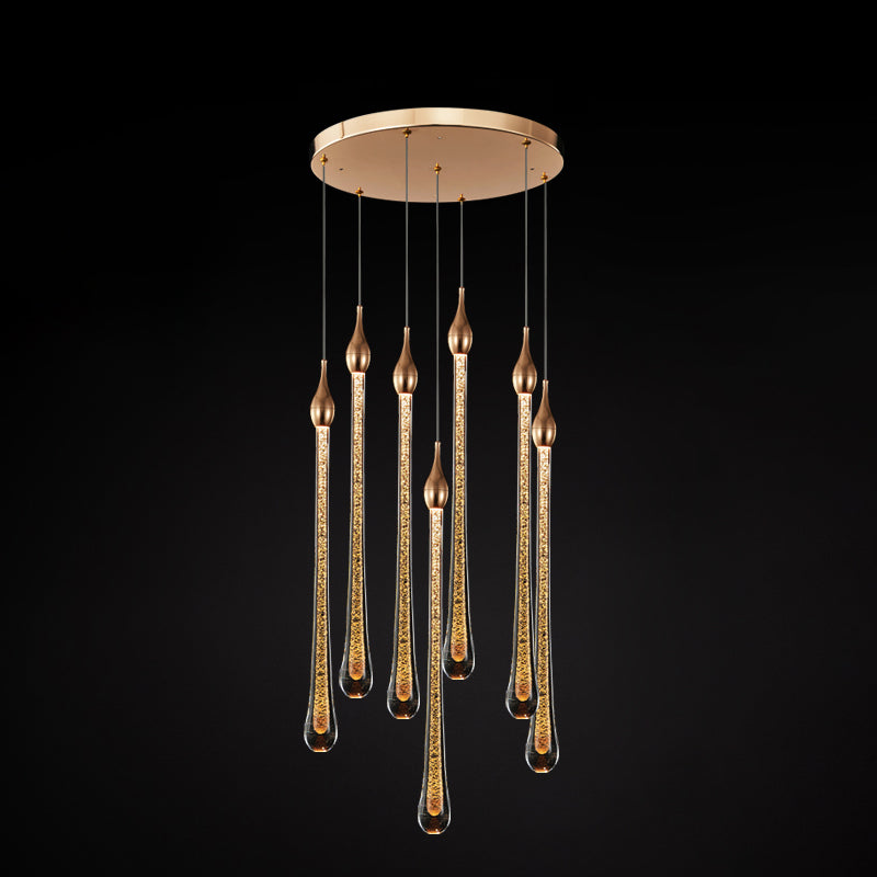 Tear Shape Crystal Hanging Light Fixture LED Simple Luxury Style Indoor Chandelier Pendant Light