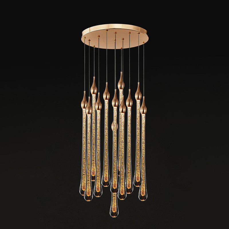 Tear Shape Crystal Hanging Light Fixture LED Simple Luxury Style Indoor Chandelier Pendant Light