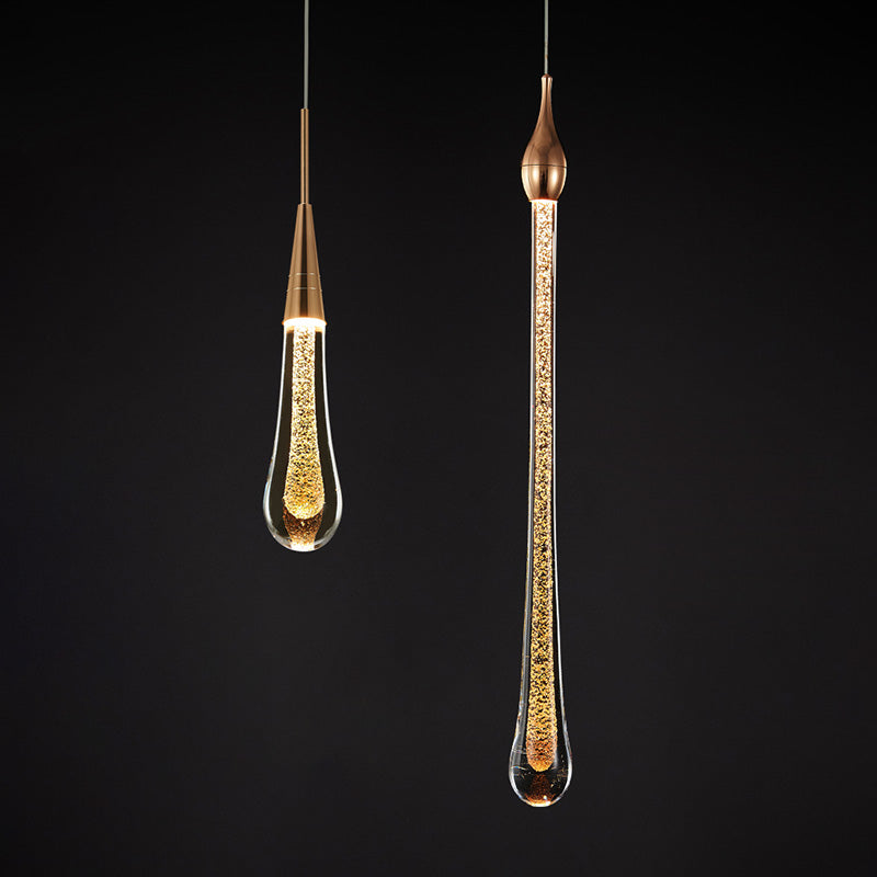 Tear Shape Crystal Hanging Light Fixture LED Simple Luxury Style Indoor Chandelier Pendant Light