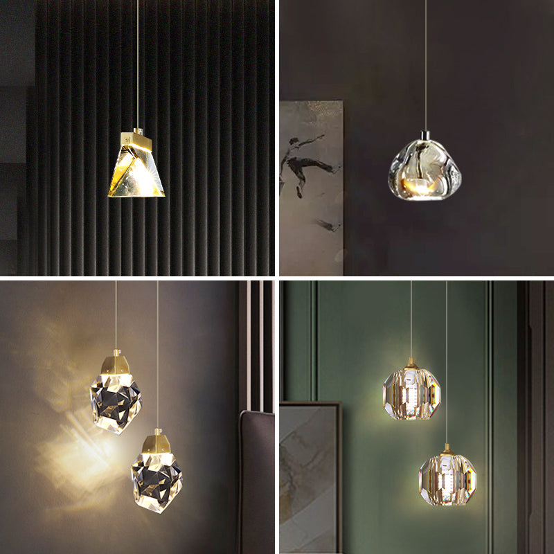 Lampada appesa al cristallo a LED semplice soggiorno in stile lusso lampadario a sospensione a sospensione