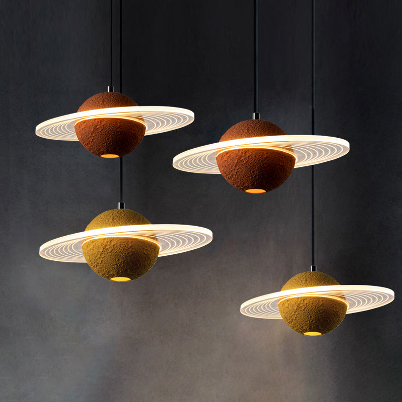 Contemporary Style Globe Hanging Lamp Stone Single Light Pendant Lamp for Bar