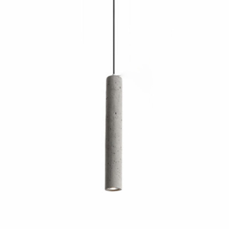 Cement Cylinder LED Track Light Nordic Style 1-LED Pendant Lighting in Gray for Kitchen Island