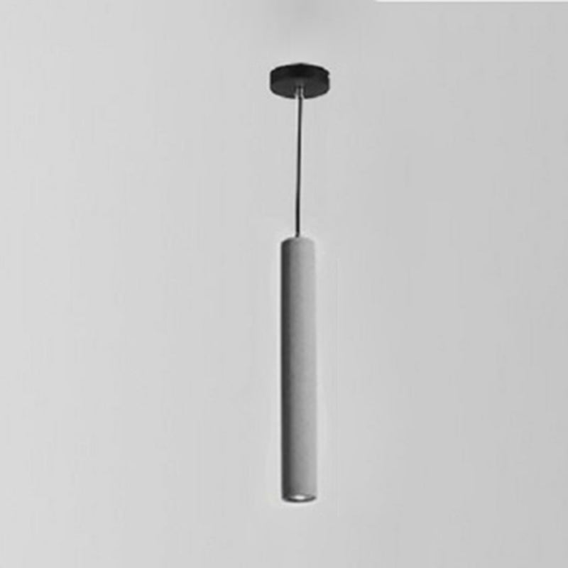 Cement Cylinder LED Track Light Nordic Style 1-LED Pendant Lighting in Gray for Kitchen Island