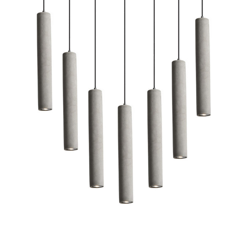 Cement Cylinder LED Track Light Nordic Style 1-LED Pendant Lighting in Gray for Kitchen Island