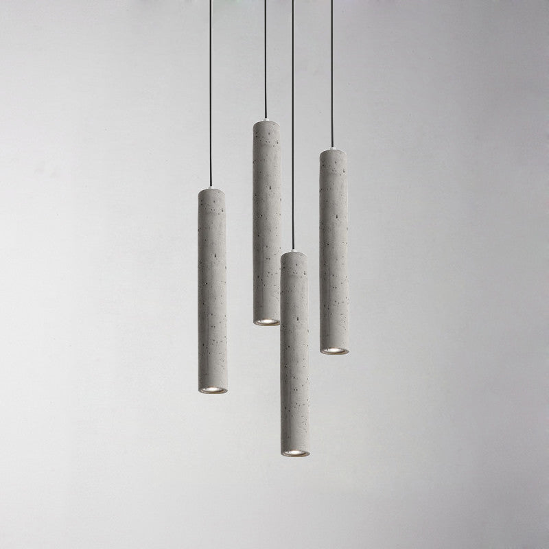 Cement Cylinder LED Track Light Nordic Style 1-LED Pendant Lighting in Gray for Kitchen Island