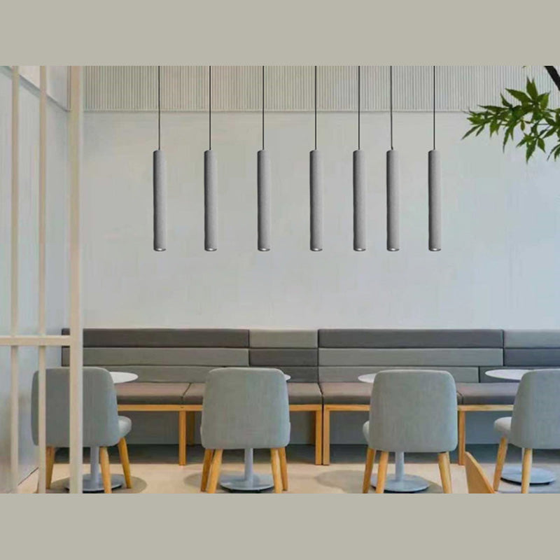 Cement Cylinder LED Track Light Nordic Style 1-LED Pendant Lighting in Gray for Kitchen Island
