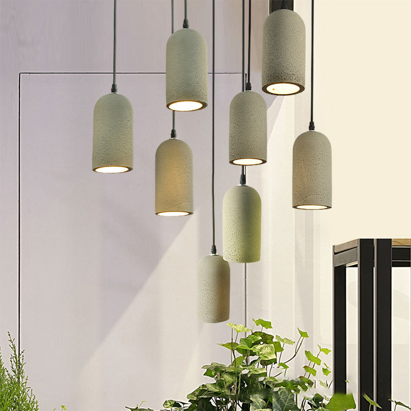 Nordic Style Gray Pendant Light with Shade 1 Light Cement Ceiling Lamp for Cloth Shop