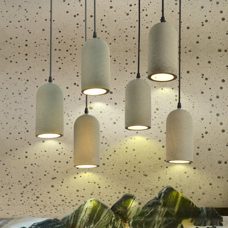 Nordic Style Gray Pendant Light with Shade 1 Light Cement Ceiling Lamp for Cloth Shop