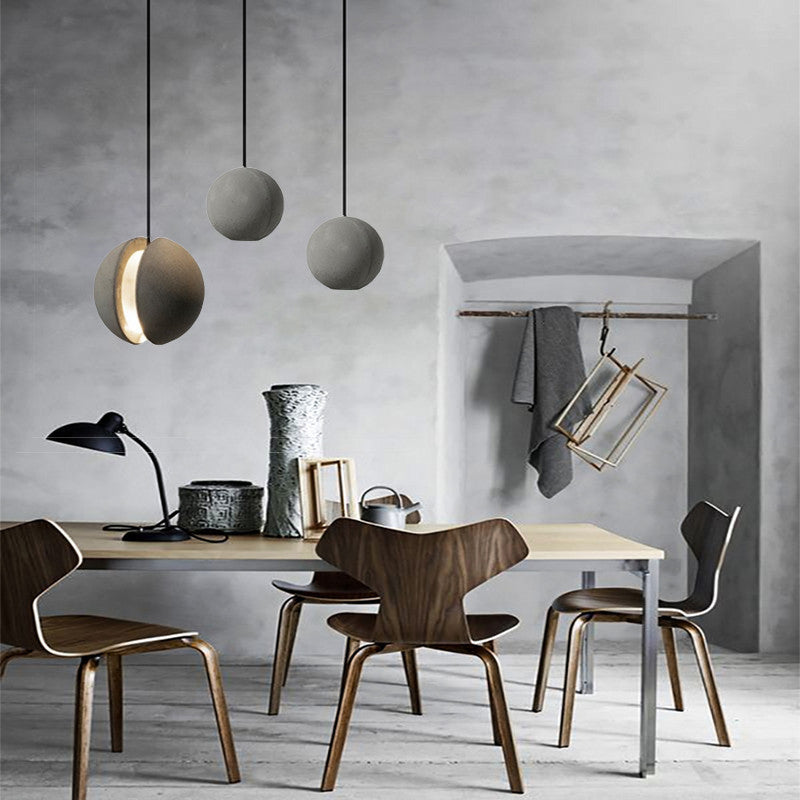 1 éclairage léger suspension du globe contemporain de ciment plafond LED en gris