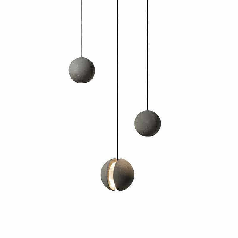 1 éclairage léger suspension du globe contemporain de ciment plafond LED en gris