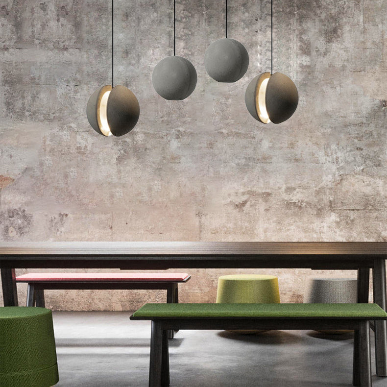 1 éclairage léger suspension du globe contemporain de ciment plafond LED en gris