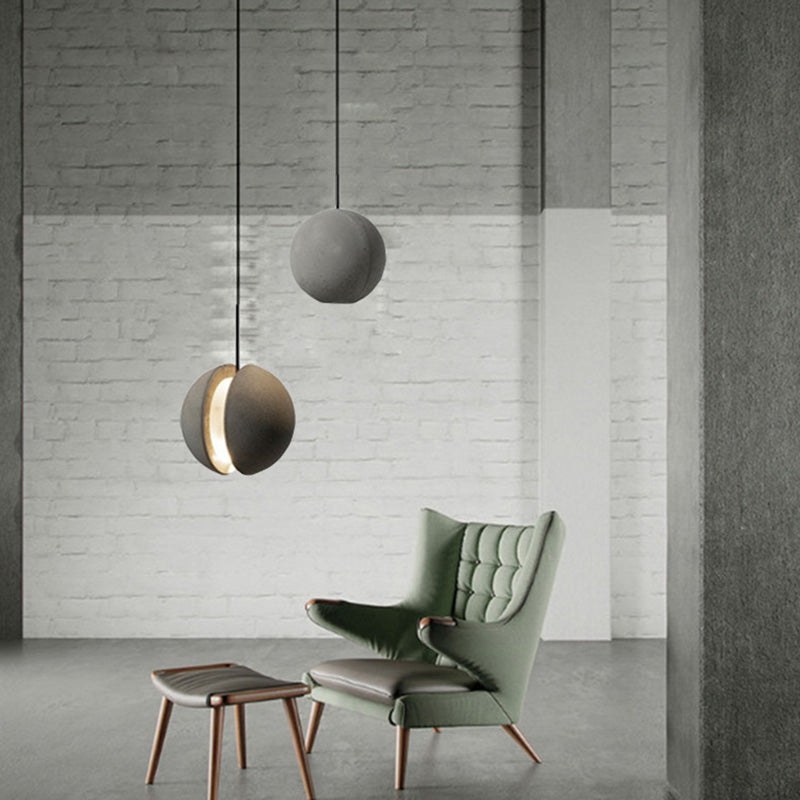 1 éclairage léger suspension du globe contemporain de ciment plafond LED en gris