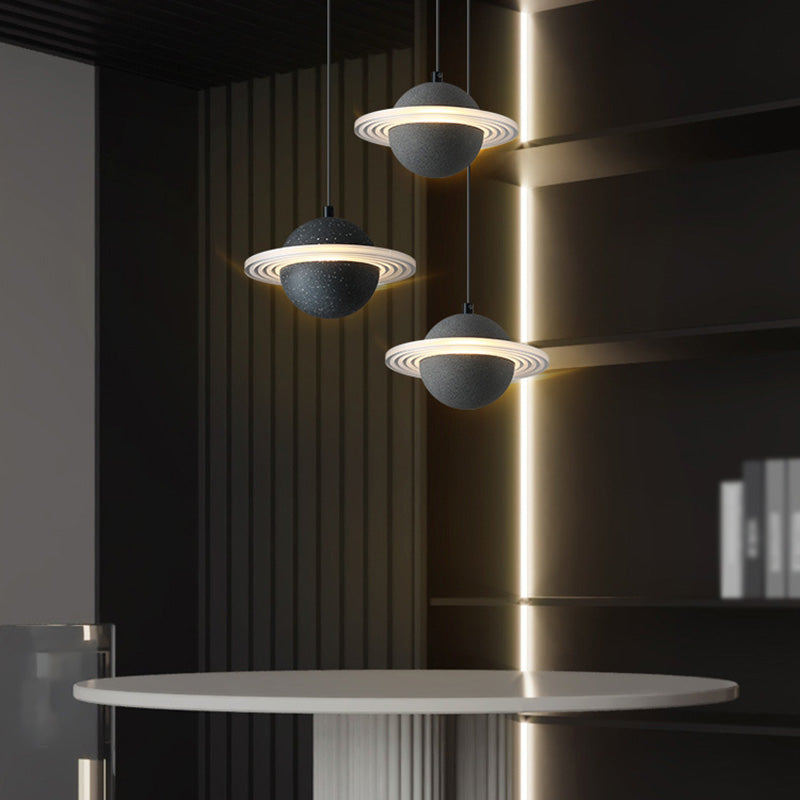 Stone Integrated LED Hanging Lamp Kit Minimalist Style Pendant Spherical in 1 Light